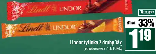 Lindt Lindor tyčinka 2 druhy
