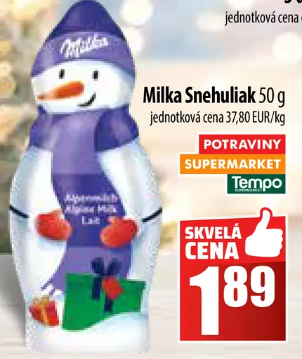 Milka Snehuliak čokoláda