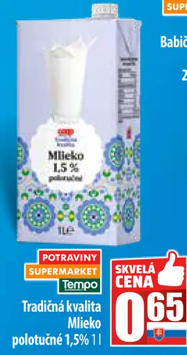 Tradičná kvalita Mlieko polotučné