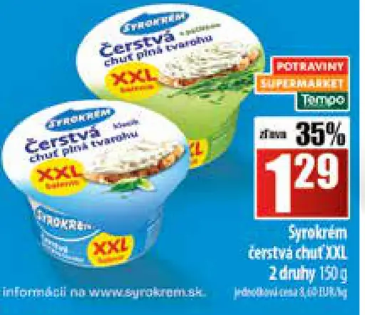 Syrokrém čerstvá chuť XXL