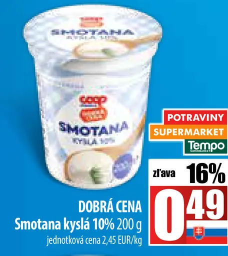 Smotana kyslá 10% Coop