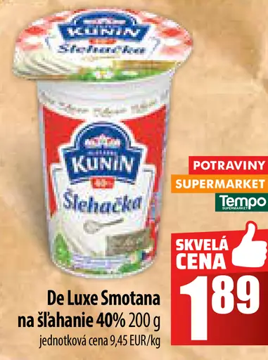 De Luxe Smotana na šľahanie 40%