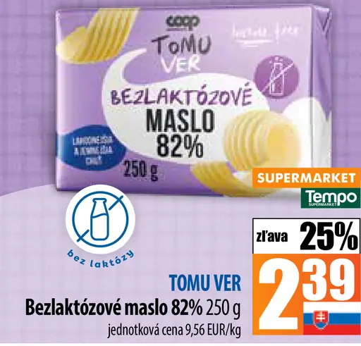 TOMU VER Bezlaktózové maslo 82%