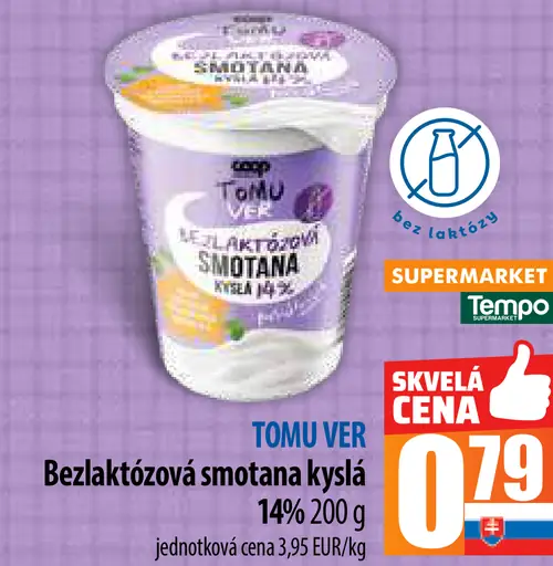 TOMU VER Bezlaktózová smotana kyslá