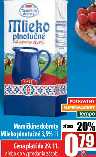 Mamičkine dobrotky Mlieko plnotučné