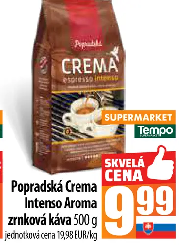 Popradská Crema Intenso Aroma zrnková káva