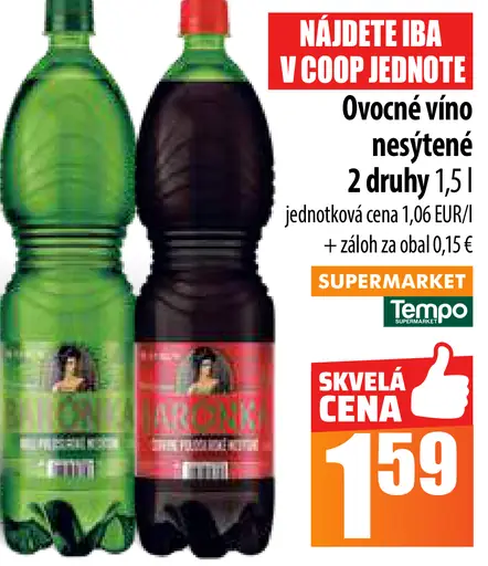 Ovocné víno nešumivé 2 druhy