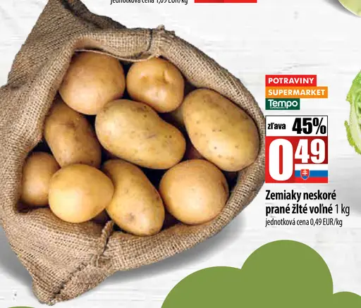 Zemiaky neskoré prané žlté