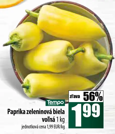 Paprika zeleninová biela voľná