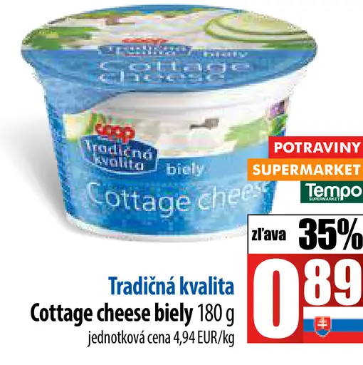 Tradičná kvalita cottage cheese biely