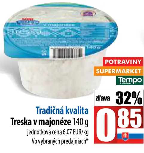 Tradičná kvalita Treska v majonéze