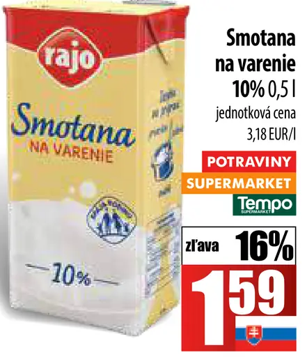 Rajo Smotana na varenie 10%