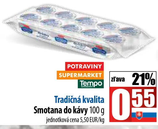 Tradičná kvalita Smotana do kávy