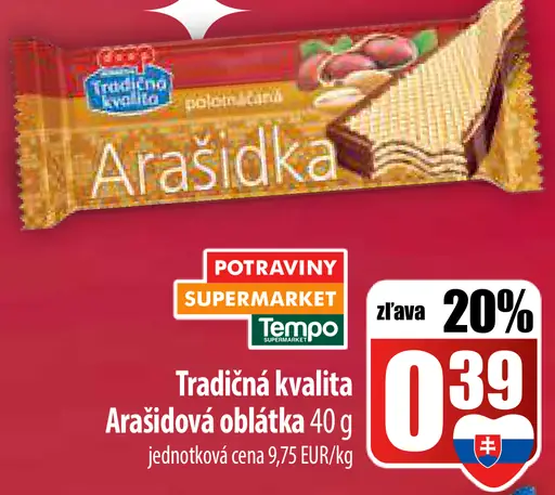 Tradičná kvalita Arašídová oblátka