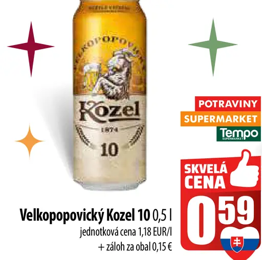 Velkopopovický Kozel pivo plechovka