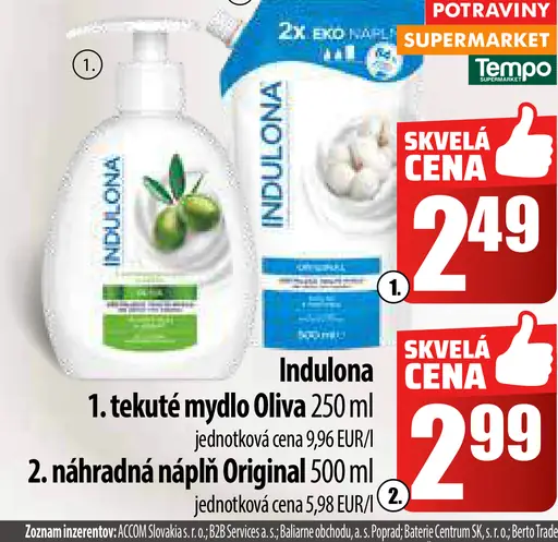 Indulona Oliva ošetrujúce tekuté mydlo