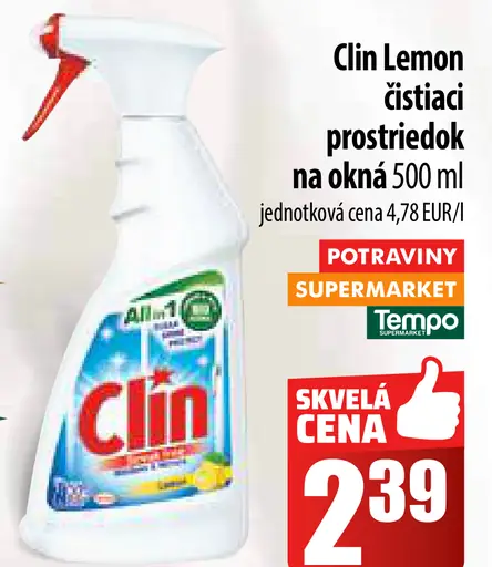 Clin Lemon čistiaci prostriedok na okná