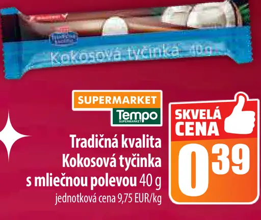 Tradičná kvalita Kokosová tyčinka s mliečnou polevou