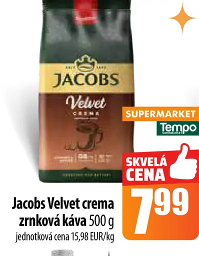 Jacobs Velvet crema zrnová káva