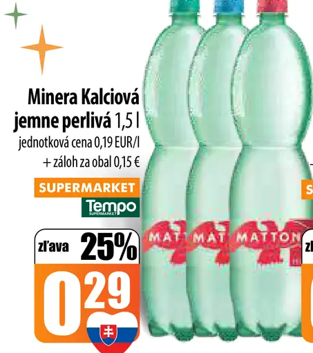Minera Kalciová jemne perlivá voda