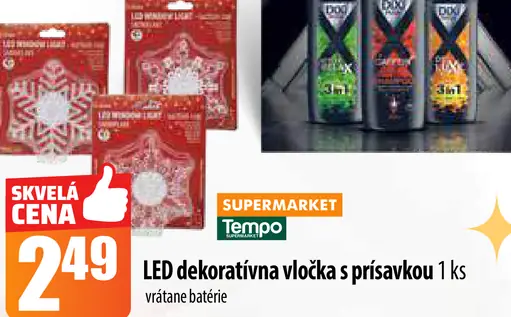 LED dekoratívna vločka s prísavkou
