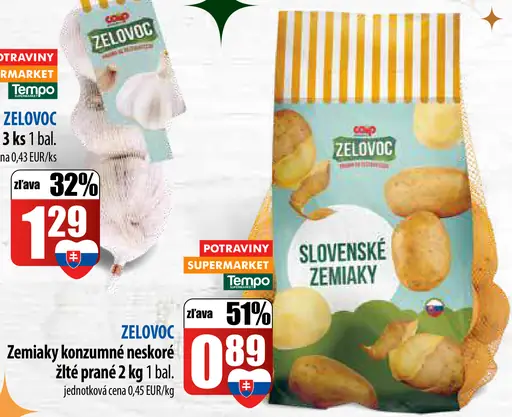 Zelovoc Zemiaky konzumné neskoré žlté prané