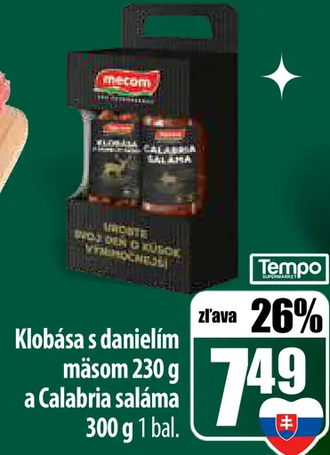 Klobása s danielím mäsom a Calabria saláma