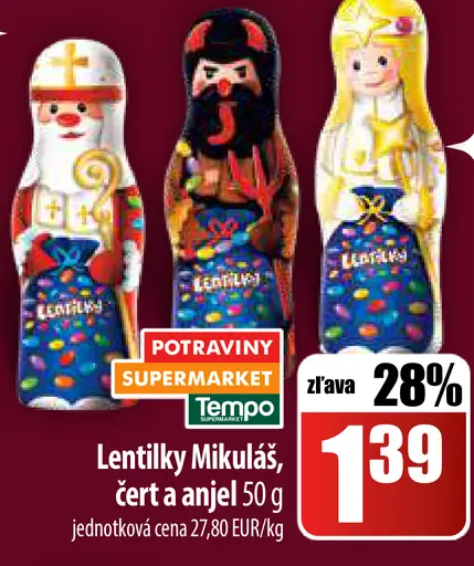 Lentilky Mikuláš, čert a anjel