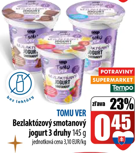TOMU VER Bezlaktózový jogurt smotanový viac druhov
