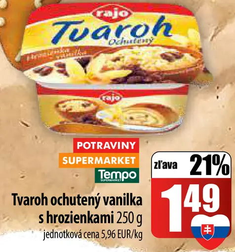 Rajo Ochutený tvaroh hrozienka a vanilka