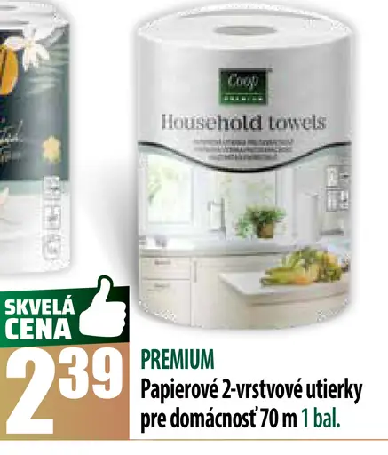 Premium papierové 2-vrstvové utierky na domácnosť