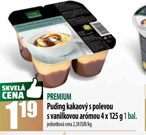 Puding kakaový s polevou s vanilkovou arómou