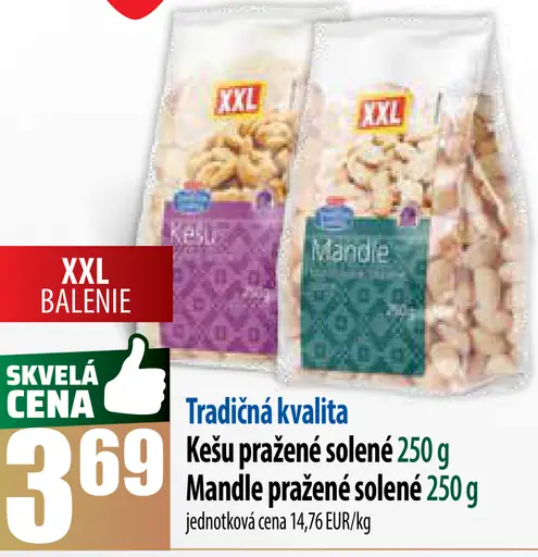 Tradičná kvalita Kešu pražené solené