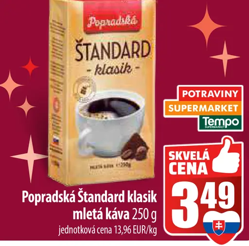 Popradská Štandard klasik mletá káva