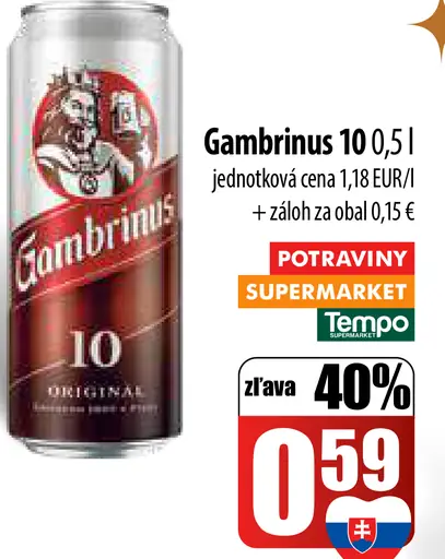 Gambrinus 10 plechovka
