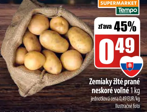 Zemiaky neskoré prané žlté