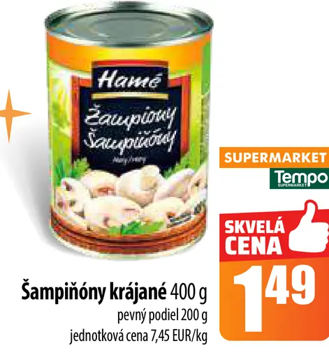 Hamé šampiňóny krájané