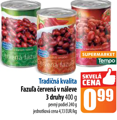 Tradičná kvalita Fazule červená v náleve