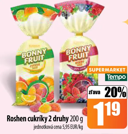 Roshen cukríky Bonny Fruit