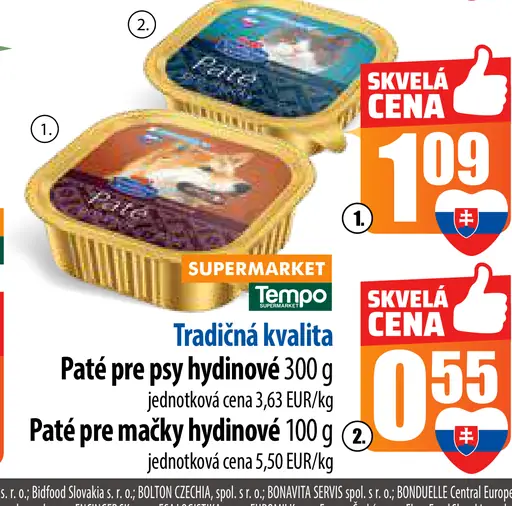 Tradičná kvalita Paté pre psy hydinové