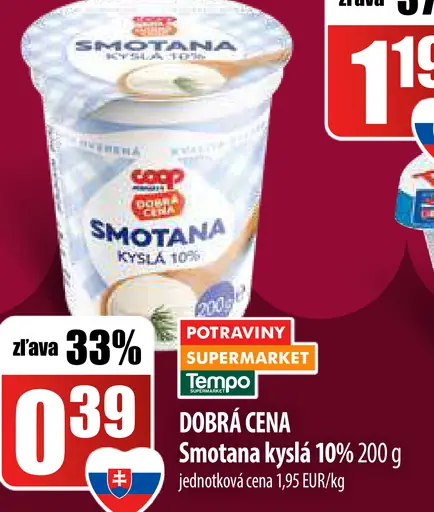 Smotana kyslá 10% Coop