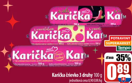 Karicka črievko 3 druhy