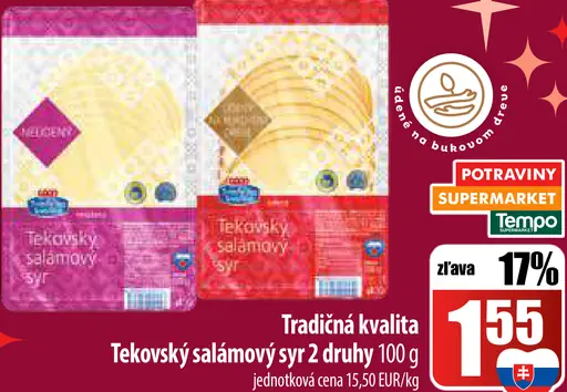 Tekovský salámový syr 2 druhy