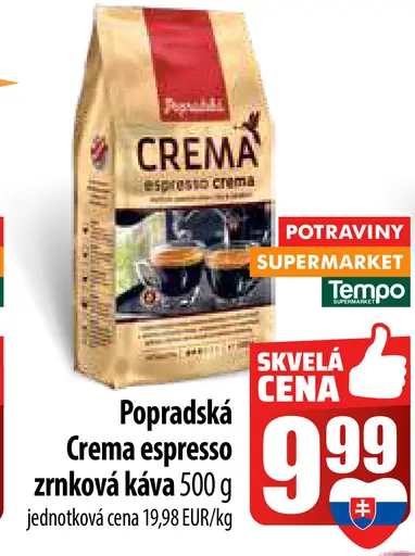 Popradská Crema Espresso zrnková káva