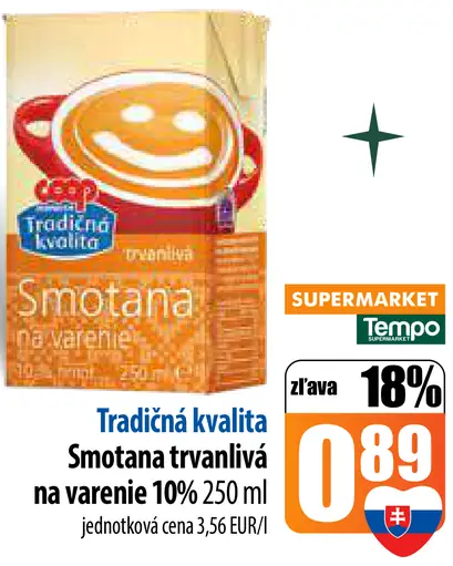 Tradičná kvalita smotana na varenie