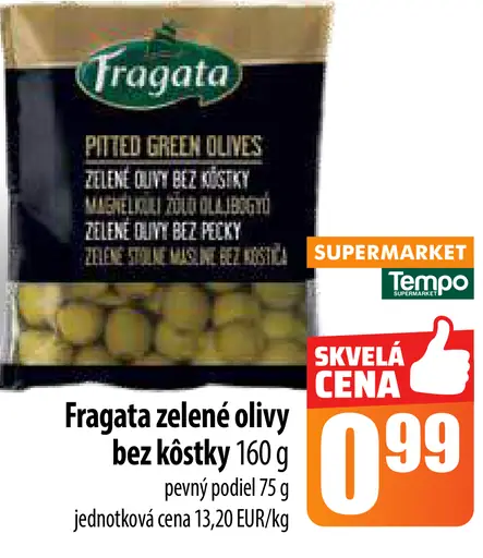 Fragata zelené olivy bez kôstky