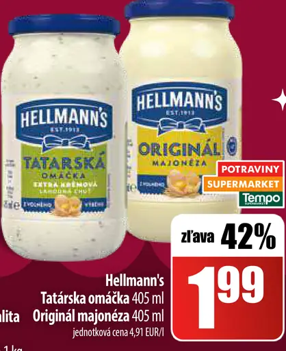 Hellmann’s Original majonéza a Tatárska omáčka