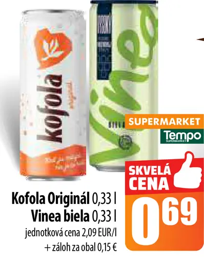 Kofola original a Vinea biela