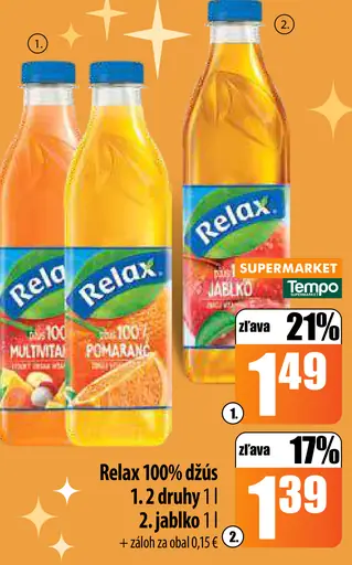 Relax 100% džús jablko/pomaranč