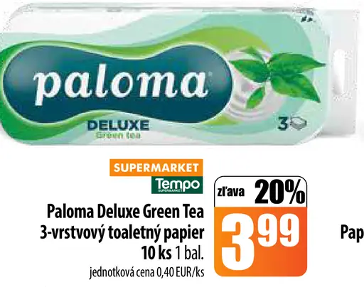 Paloma Deluxe Green Tea 3-vrstvový toaletný papier